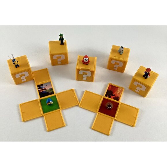 Nintendo Super Mario Question Mark Boxes Lot Mini Action Figures Dry Bones Luigi - Picture 2 of 6